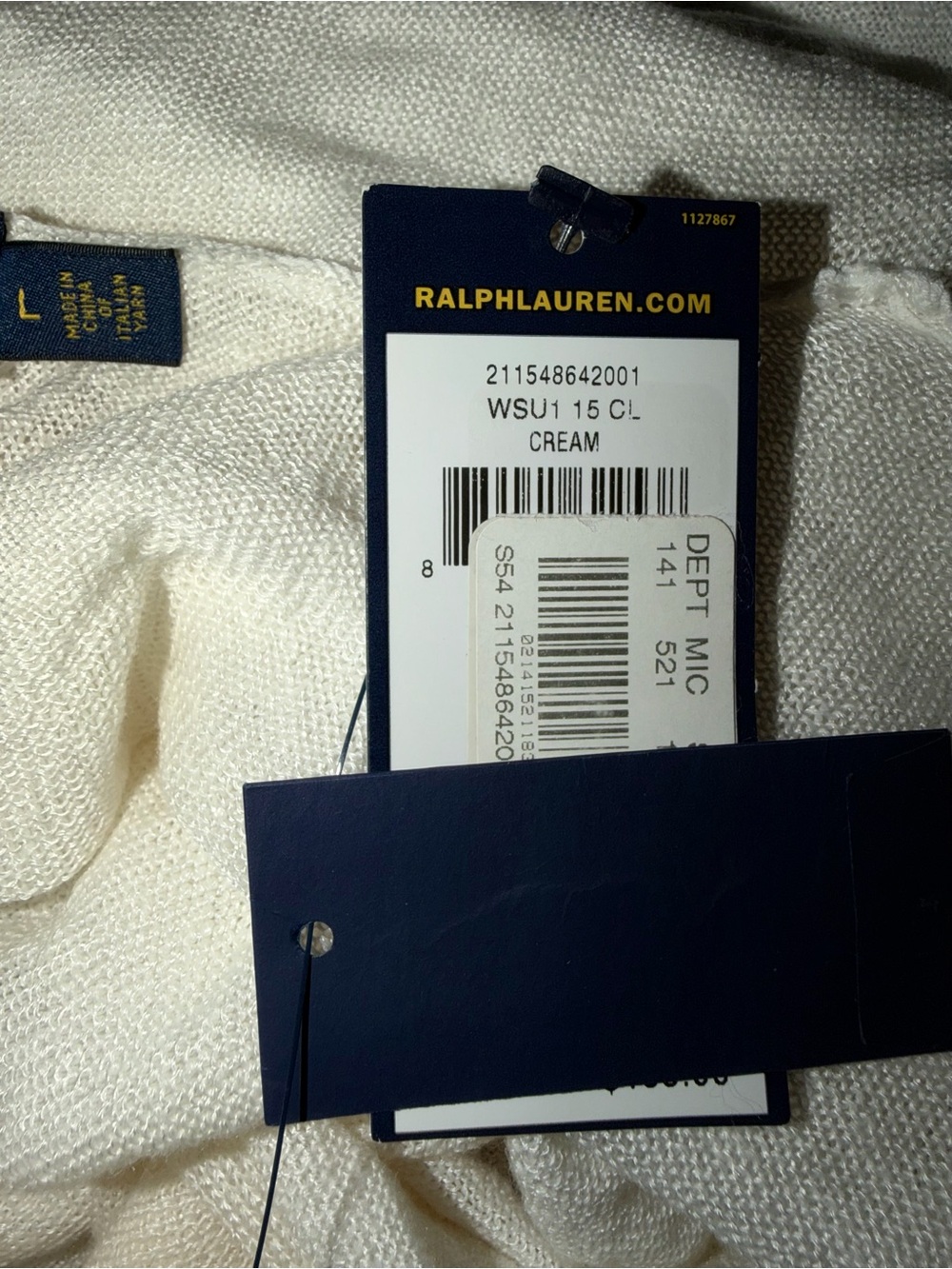 Polo Ralph Lauren Open  Shawl Collar 75% Linen 25% Viscose NEW WITH TAGS Large - Picture 5 of 8